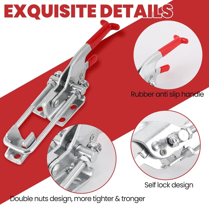 ALISWAT 8 Pack Heavy Duty Toggle Clamp Latches 431 Type, 2000Lbs Holding Capacity Adjustable Latch U Bolt Self Lock Toggle Latch Smoker Lid Latch for Tire Carrier Latch Trailer Latch Door Latch Hardware - Image 5